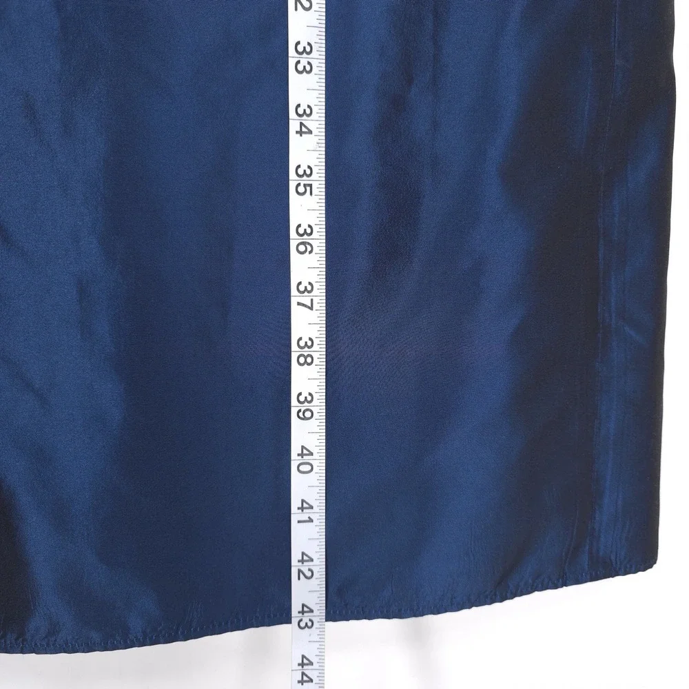 TERI JON Rickie Freeman SET 100% SILK Size 6 Tie Blazer Jacket + Maxi Skirt Navy